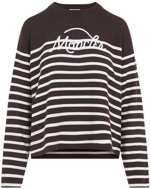 Moncler Striped Logo Knit Jumper - Black