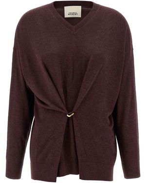 Isabel Marant Chiraz Jumper Front Twist V Neck - Brown