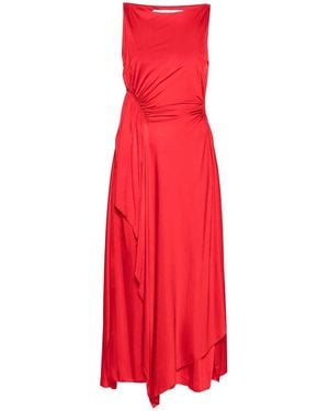 Lanvin Ruched Detailed Sleeveless Midi Dress - Red