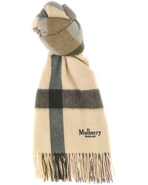 Mulberry Check Scarf - White