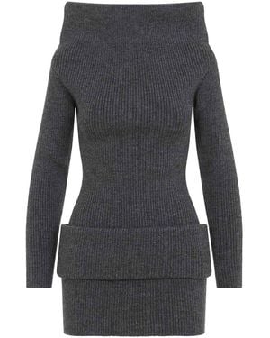 Jean Paul Gaultier Leather Tag Details Short Dress - Gray