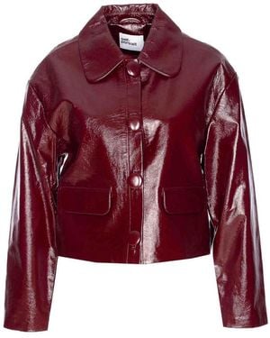 Self-Portrait Leather Jacket - Red