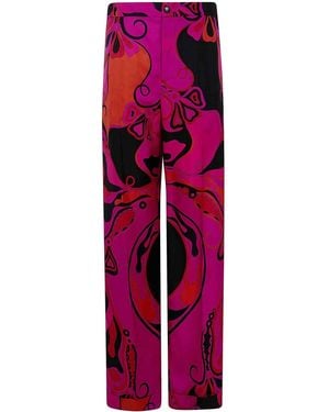 PUCCI Silk Twill Pants - Red