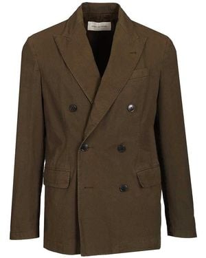 Dries Van Noten Double-Breasted Cotton Blazer - Green