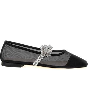 Mach & Mach Lotus Ballet Flats - Black