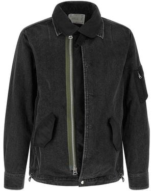 Sacai Nylon Insert Denim Jacket - Black