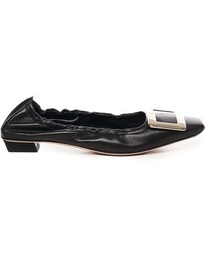 Roger Vivier Belle Vivier Leather Ballerinas - Black