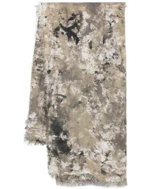 Avant Toi Camouflage Effect Modal Linen Silk Scarf - White