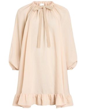 Patou Striped-Pattern Tie-Neck Mini Dress - Natural