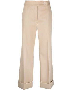Lanvin Mid-Rise Cropped Wool Trousers - Natural