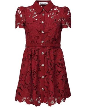 Self-Portrait Lace Mini Dress - Red