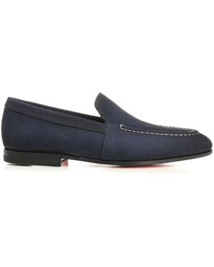 Santoni Malibu Suede Moccasin - Blue