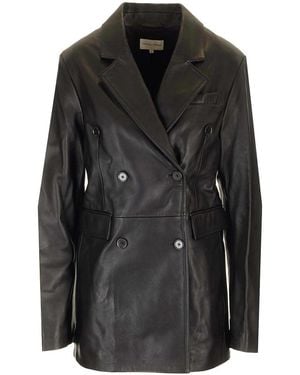 Loulou de Saison Double Breasted Leather Jacket - Black