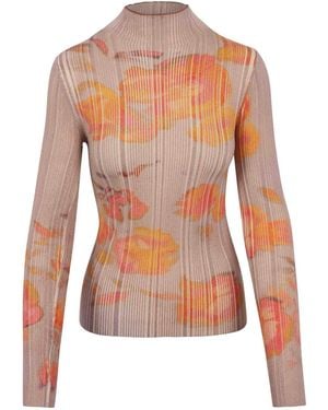 DIESEL Floral Print Ribbed Turtleneck - White
