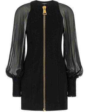 Balmain Vestito Con Cerniera Xl - Nero