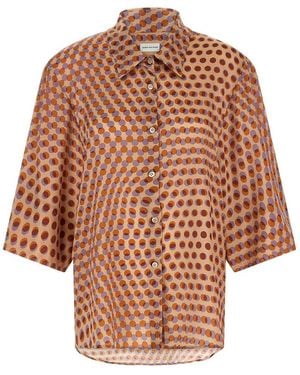 Dries Van Noten Oversized Polka Dot Shirt - Brown