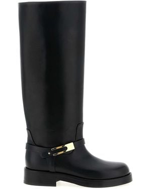 Elisabetta Franchi Logo Strap Boots - Black