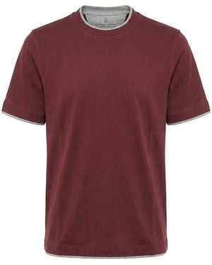 Brunello Cucinelli T-Shirt With Faux-Layering - Red