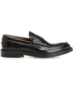 Corvari Brushed Leather Penny Loafer - Black