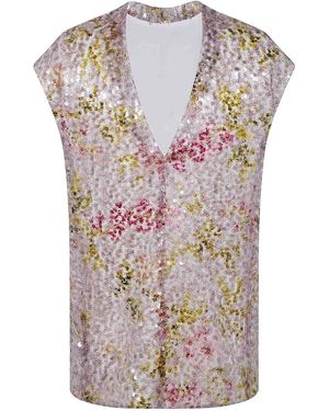 Alberta Ferretti Printed Sequin Tank Top - Grey
