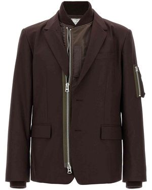 Sacai Bomber Insert Blazer - Brown