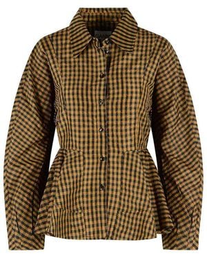 Ganni Two-Tone Polyester Shirt - Green
