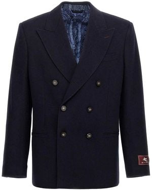Etro Decorative Basting Blazer - Blue