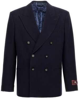 Etro Decorative Basting Blazer - Blue