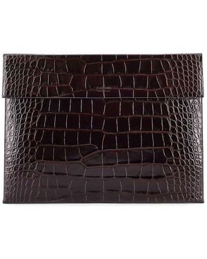 Tom Ford Leather Document Holder With Croco Print - Black