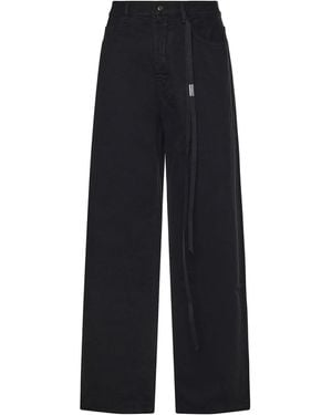 Ann Demeulemeester Flared Cotton Trousers - Blue