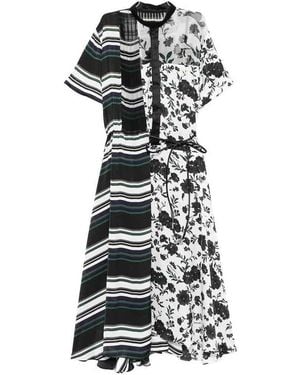 Sacai Floral-Print Midi Dress - White