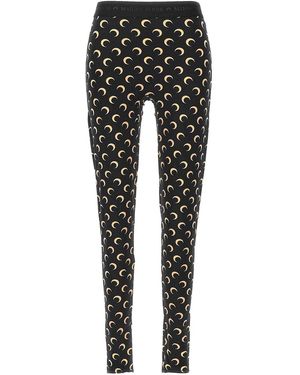 Marine Serre Crescent Moon-Print Leggings - Black