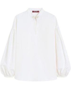 Max Mara Mstginnasta Ivory Lightweight Cotton Sat - White
