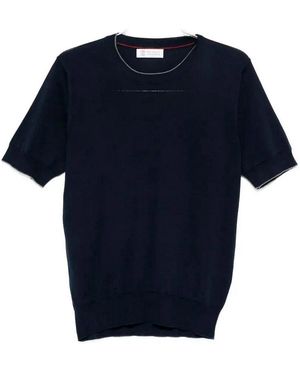 Brunello Cucinelli Cotton Lightweight Knit T-Shirt - Blue