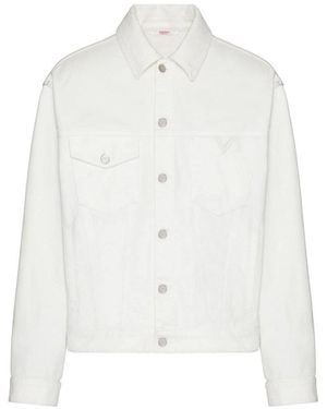 Valentino V Detail Denim Jacket - White