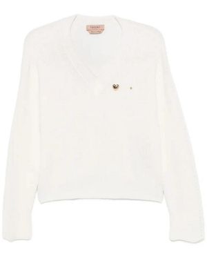 Twinset Rundhalspullover - Weiß