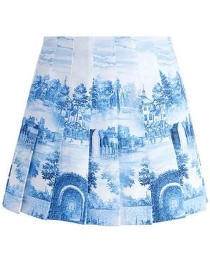 Alice + Olivia Carter Pleated Mini Skirt - Blue