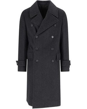 Caruso Double -Breasted Coat - Black