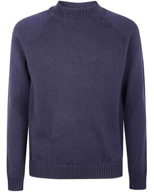 Zanone Crew-Neck Sweater With Raglan Sleeves - Blue