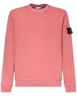 Stone Island Malfil Cotton Sweatshirt With Logo - Pink