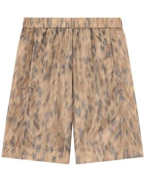 Ganni Printed Flyweight Nylon Boy Shorts - Natural