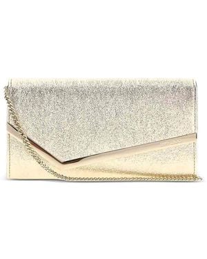 Jimmy Choo Emmie Platinum Ice Brilliance Fabric Clutch - White