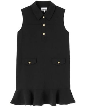Ganni Dress With Ruffles - Black