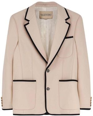 Valentino Garavani Single-Breasted Virgin Wool Blazer - Natural