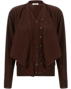 Lemaire Trompe L'Oeil' Effect Cardigan - Brown