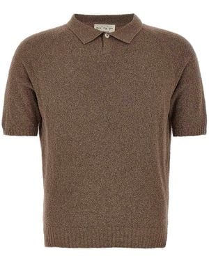 Ma'ry'ya Boucl Cotton Polo Shirt - Brown