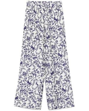 Alberto Biani Printed Silk Trousers - White