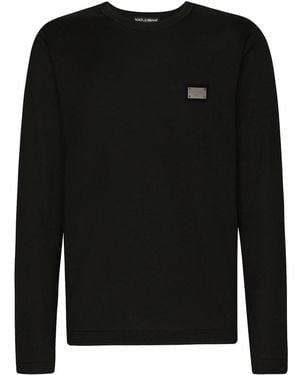 Dolce & Gabbana Logo-Tag Long-Sleeve T-Shirt - Black