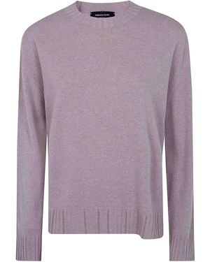 Fabiana Filippi Platinum Crew Neck Jumper With Embrodery - Purple