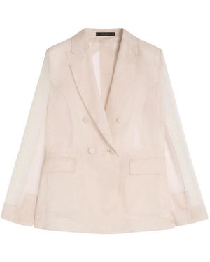 Max Mara Silk Organza Slogan Jacket - Natural